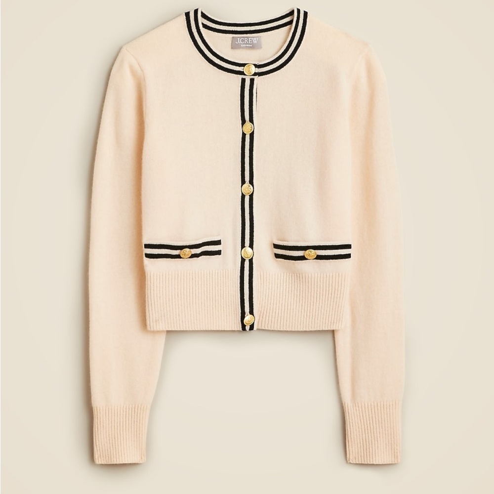 J. Crew Cream and Black Cardigan Sweater